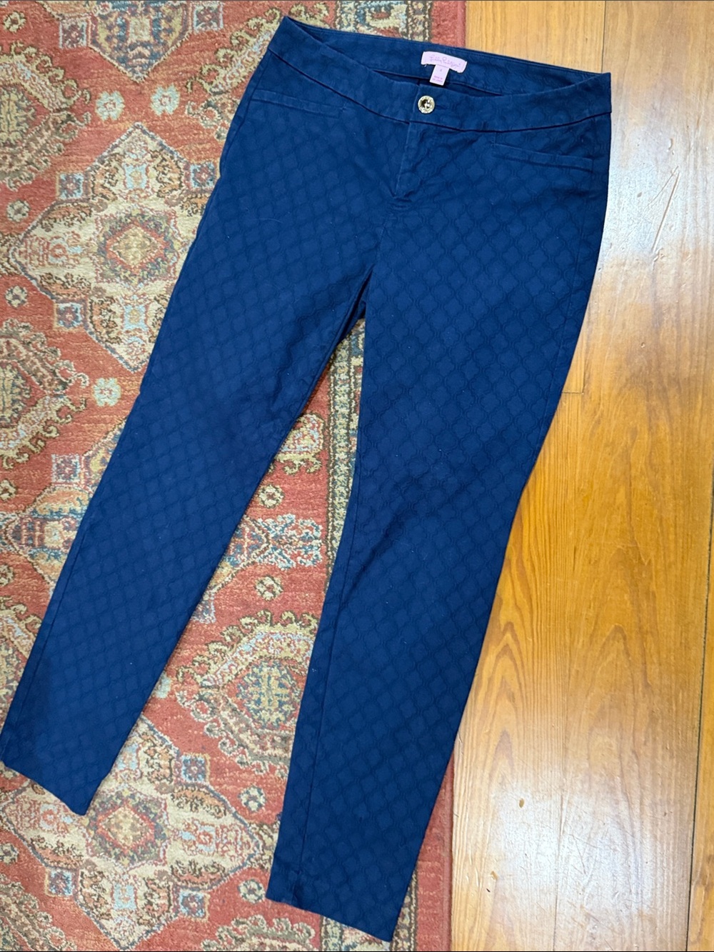 Lilly Pulitzer Navy Quilted Ankle Pants